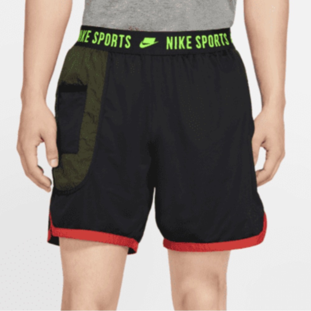 Nike Men's Black and Green Athletic Shorts